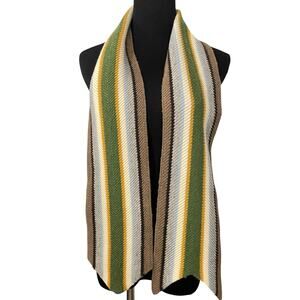 Vintage GAP 100% Wool Thermal Neck Scarf Green Striped Winter Scarf Ski Lodge